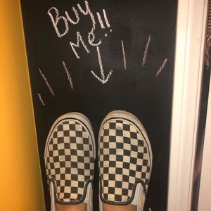Checkered slip on vans